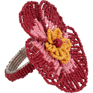 BEADED NAPKIN RING - FLOWER × 6