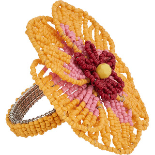 BEADED NAPKIN RING - FLOWER × 6