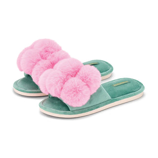 COSY LUXE - POM POM SLIPPERS – CANDY GREEN
