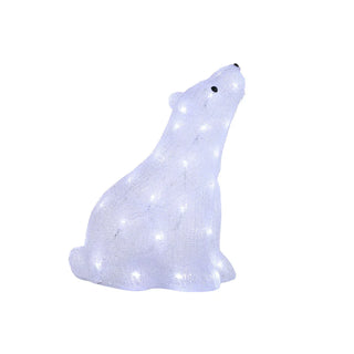 ACRYLIC POLAR BEAR SITTING 46CM H