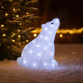 ACRYLIC POLAR BEAR SITTING 46CM H