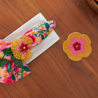 BEADED NAPKIN RING - FLOWER × 6