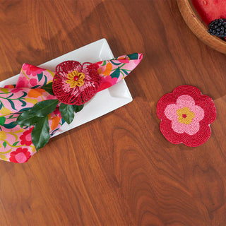 BEADED NAPKIN RING - FLOWER × 6