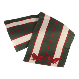 DELUXE RED BOW STRIPED TABLE RUNNER