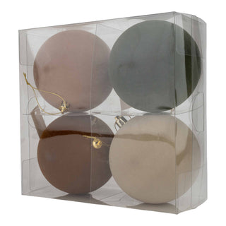 10CM BALL SET 4 EARTHY MOCHA FLOCKED