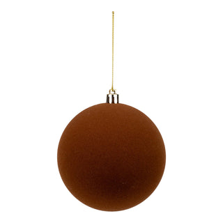 10CM BALL SET OF 6 AUTUMNAL FLOCKED