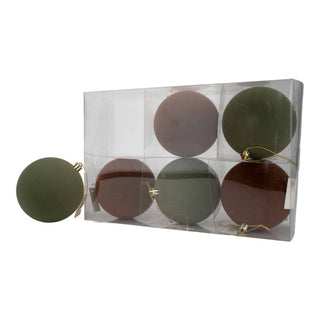 10CM BALL SET OF 6 AUTUMNAL FLOCKED
