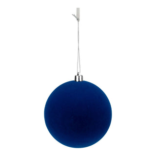 10CM SET OF 6 ROYAL BLUE FLOCKED BAUBLES