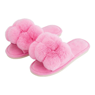 COSY LUXE - POM POM SLIPPERS – CANDY PINK