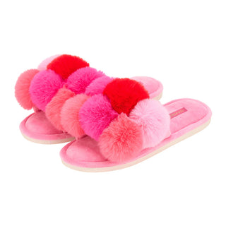 COSY LUXE - POM POM SLIPPERS – MULTI PINK
