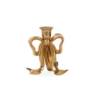 17 CM GILDED BOW CANDLE HOLDER