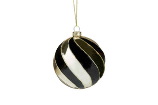 BAUBLE BLACK & GOLD STRIPE