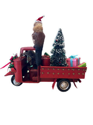 AUSSIE CHRISTMAS RED TUK TUK WITH SIDE CAR - KOALA & KOOKABURRA