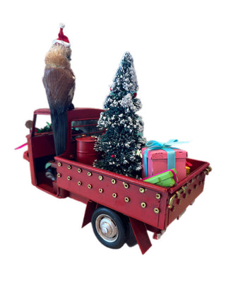 AUSSIE CHRISTMAS RED TUK TUK WITH SIDE CAR - KOALA & KOOKABURRA