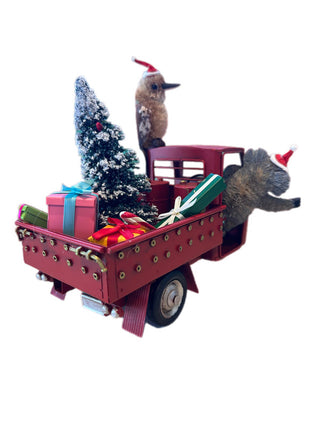 AUSSIE CHRISTMAS RED TUK TUK WITH SIDE CAR - KOALA & KOOKABURRA