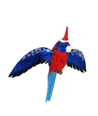 AUSSIE CHRISTMAS HANGING ORNAMENT - CRIMSON ROSELLA WITH WINGS