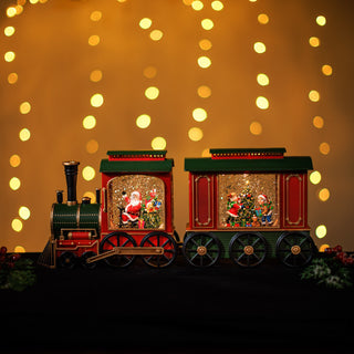 SNOWING TRAIN W/ LOCOMOTIVE & CARRIAGE