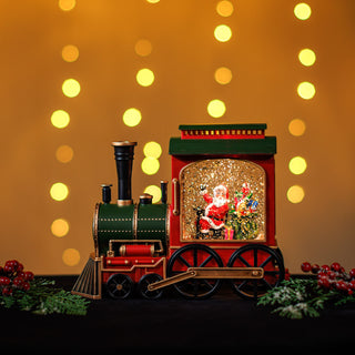 SNOWING TRAIN W/ LOCOMOTIVE & CARRIAGE