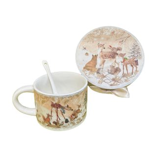 CHRISTMAS GIFT BOX MUG & SPOON SET W/ FAWN TALE
