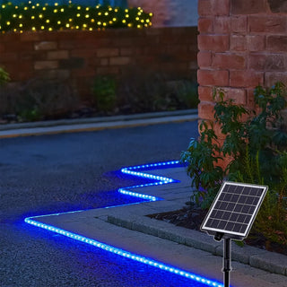 SOLAR POWERED 10M LED ROPE LIGHT - 2 COLOUR OPTIONS