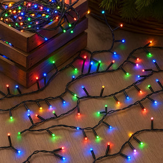 SOLAR 420 LED FAIRY LIGHT CHAIN DARK GREEN CABLE