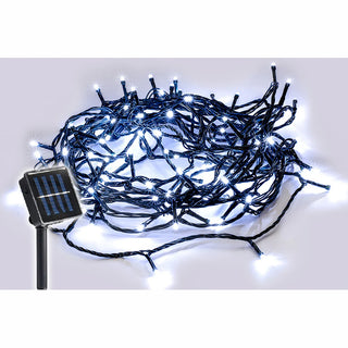 SOLAR 420 LED FAIRY LIGHT CHAIN DARK GREEN CABLE - 3 COLOUR OPTIONS