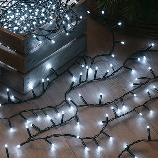 SOLAR 420 LED FAIRY LIGHT CHAIN DARK GREEN CABLE - 3 COLOUR OPTIONS