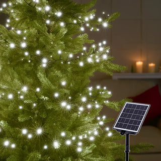 SOLAR 420 LED FAIRY LIGHT CHAIN DARK GREEN CABLE - 3 COLOUR OPTIONS