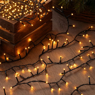 SOLAR 420 LED FAIRY LIGHT CHAIN DARK GREEN CABLE - 3 COLOUR OPTIONS