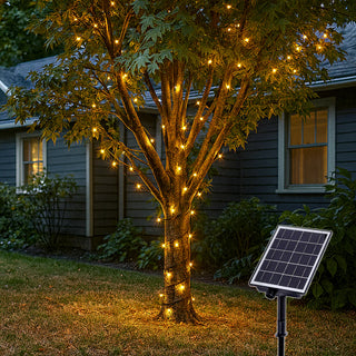 SOLAR 420 LED FAIRY LIGHT CHAIN DARK GREEN CABLE