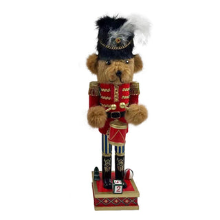 WOODEN TEDDY NUTCRACKER W DRUM