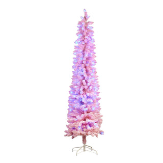 CHRISTMAS TREE- CANDY FLOSS PINK WITH MULTI FUNCTION LIGHTS, 6FT