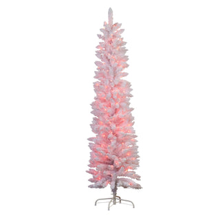 CHRISTMAS TREE- CANDY FLOSS WHITE WITH MULTI FUNCTION LIGHTS, 6FT