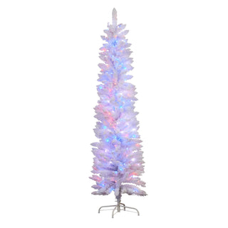 CHRISTMAS TREE- CANDY FLOSS WHITE WITH MULTI FUNCTION LIGHTS, 6FT