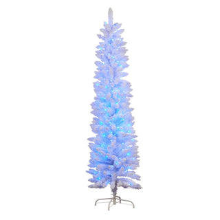 CHRISTMAS TREE- CANDY FLOSS WHITE WITH MULTI FUNCTION LIGHTS, 6FT