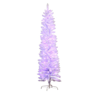 CHRISTMAS TREE- CANDY FLOSS WHITE WITH MULTI FUNCTION LIGHTS, 6FT