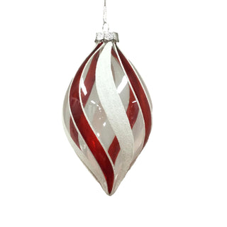 RED WHITE CLEAR SWIRL LONG DROP - GLASS