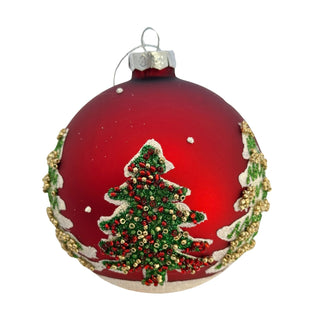 RED TREE BALL  - GLASS