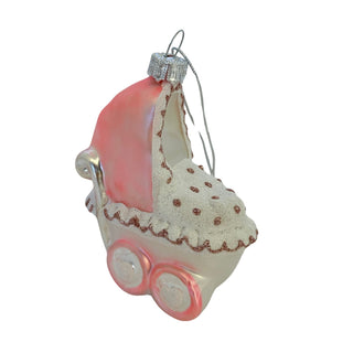 GLASS PRAM HANGING ORNAMENT - 2 VARIANTS