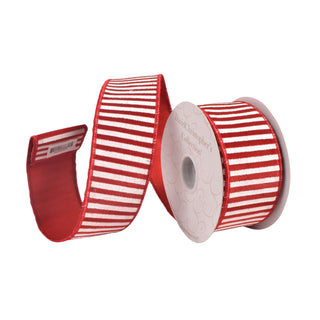 RED WHITE STRIPE RIBBON - 64MM