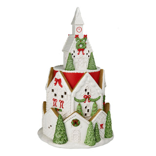 ROUND RED ROOF VILLAGE 52CM - LED