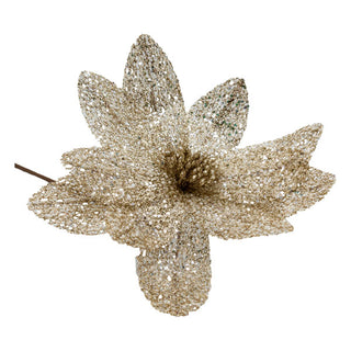 CHAMPAGNE GLITTER FLOWER WITH PEARLS