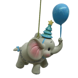 BABYS 1ST CHRISTMAS ELEPHANT - BLUE & PINK