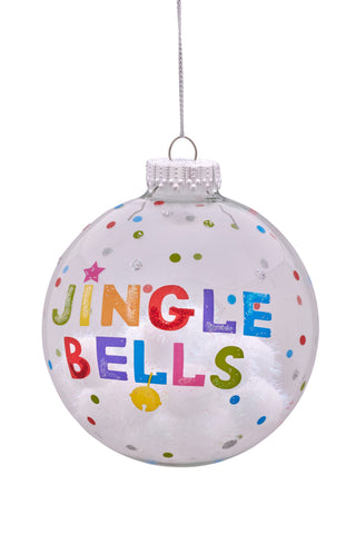 JINGLE BELLS GLASS BAUBLE -  FILLED WITH "SNOWBALLS"