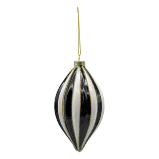 BLACK WHITE STRIPE LONG  DROP - GLASS