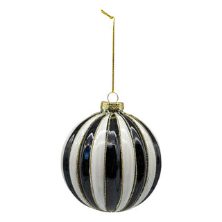 BLACK WHITE STRIPE BALL - GLASS