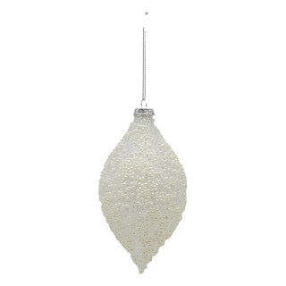 WHITE BEADED LONG DROP - GLASS