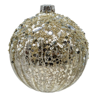 SILVER MERCURY BEADED BALL - GLASS