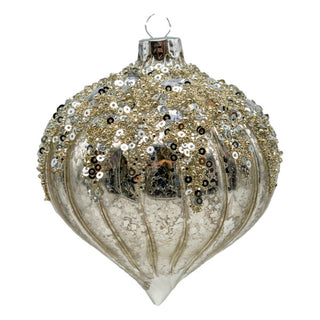 SILVER MERCURY BEADED DROP - GLASS
