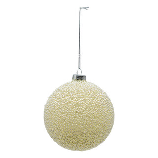 CREAM BEADED BALL - GLASS